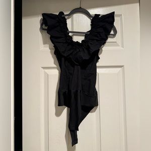 ZARA black ruffle bodysuit